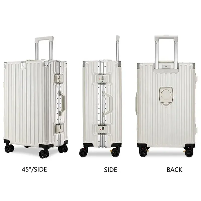 valise de voyage multifonction avec frein à roue, chargement usb, cadre en aluminium, pour hommes et femmes, bagage cabine