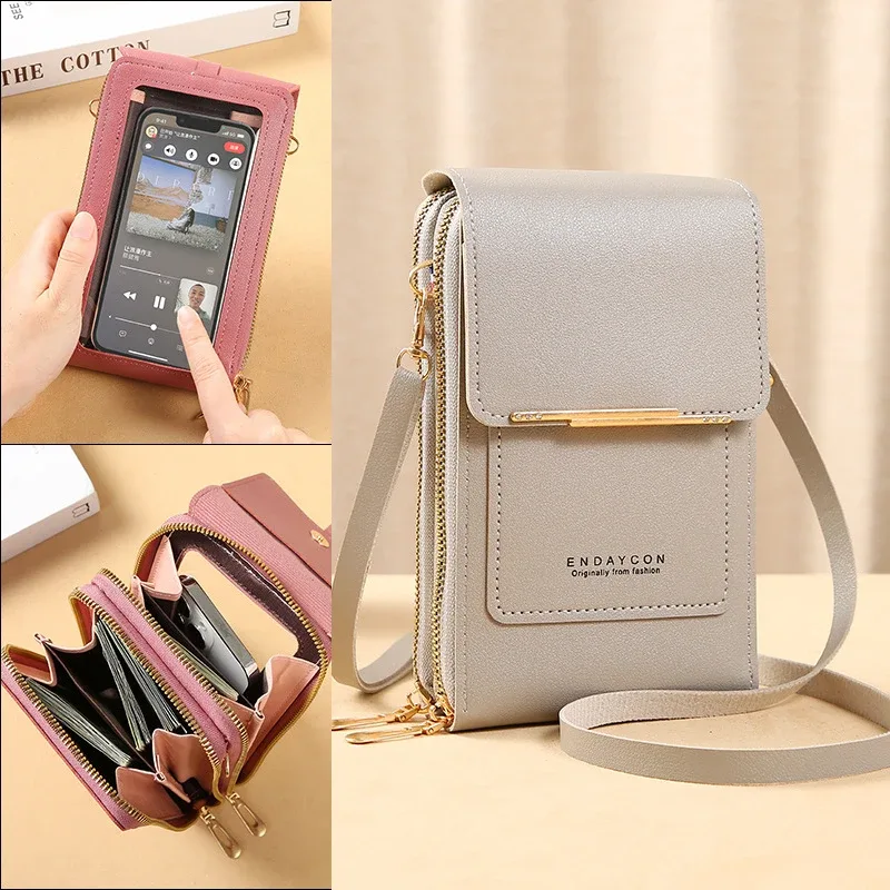 Écran tactile téléphone portable femmes sacs portefeuilles en cuir souple sacs à main sacs à bandoulière pour femmes petit sac à main sacs pour femmes bon marché
