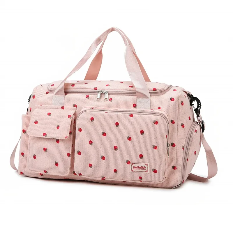 sac fourre-tout de voyage en velours côtelé, sac de voyage de grande capacité avec compartiment à chaussures, sacs de sport et de fitness pour femmes