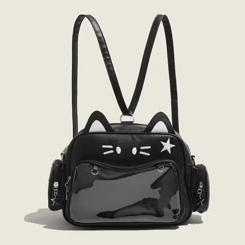 y2k coréen japon kawaii chat ita sac pu filles mignonnes poche transparente esthétique épaule sacs à bandoulière sacs à dos de mode pour femmes
