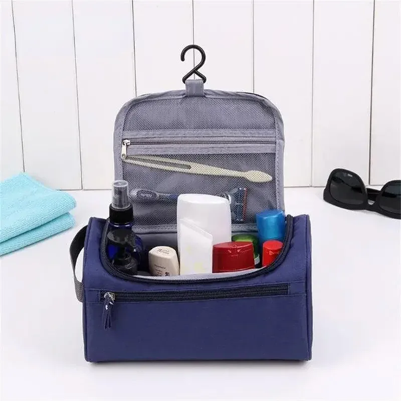 sac de rangement portable en polyester à fermeture éclair pour hommes et femmes, organisateur de produits de toilette, sac à cosmétiques de voyage, pochette de lavage étanche suspendue