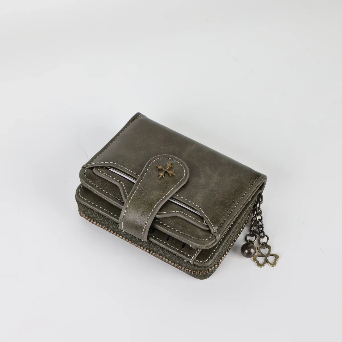 portefeuille court à boucle pour femme, mode européenne et américaine, fermeture éclair, pièce de monnaie, hectare