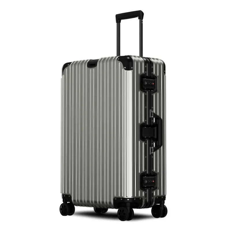 valise aluminium silencieuses toupies poignée confortable 360 degres roues cadre renforce traction alliage élégante voyage grande taille