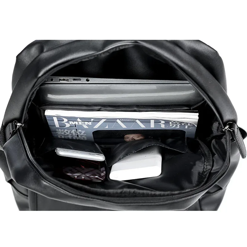 sac à dos en cuir pu pour hommes, sac de voyage étanche, décontracté, pour ordinateur portable de 14 pouces