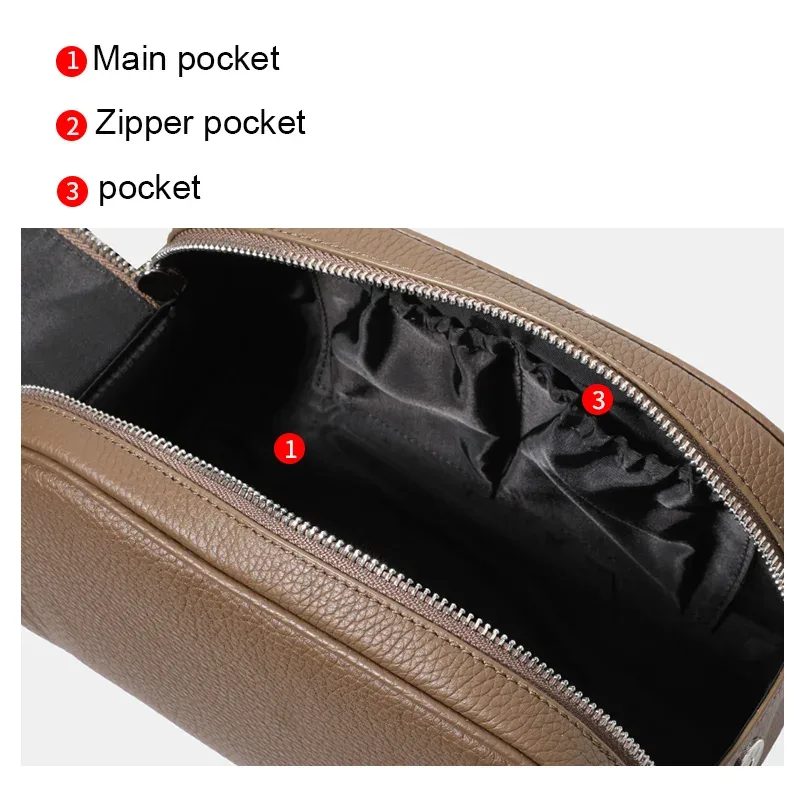 trousse de toilette en cuir grainé pour femme, grande capacité, avec poignée, idéale pour les voyages et l'usage quotidien