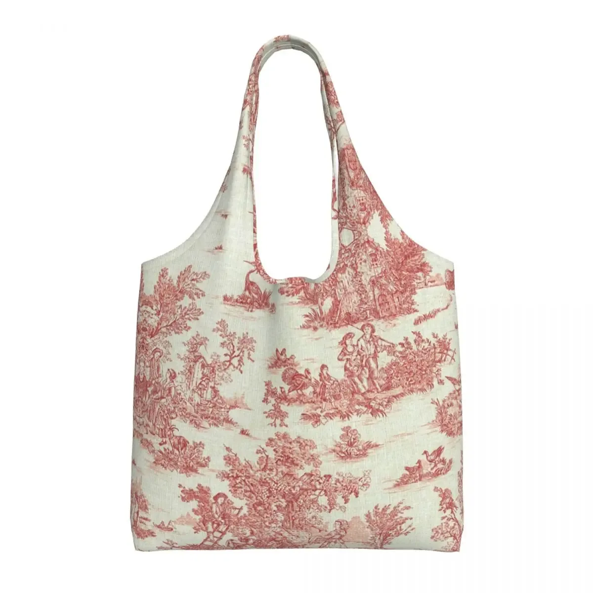 toile de jouy française classique vintage personnalisée, fourre-tout à motif bleu marine, fourre-tout de shopping en toile réutilisable, sac à bandoulière