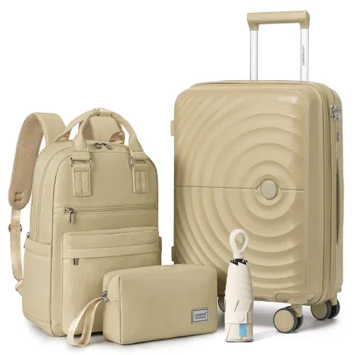 ensemble de 3 valises légères extensibles en pp de 20 pouces avec roulettes