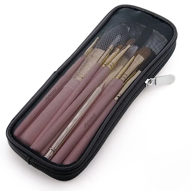 étui de voyage pour pinceaux de maquillage, trousse de toilette cosmétique, organisateur pour hommes et femmes, outils de beauté, kit dopp en maille, pochette, accessoires de rangement de lavage