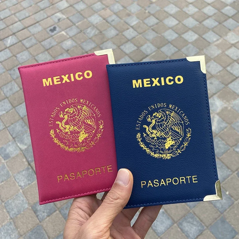 couverture de passeport du mexique bords et coins métalliques porte-passeport portefeuille de voyage couvertures de mode pour femmes pour passeports