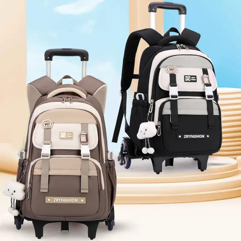 nouveau sac à dos scolaire 2025 avec roulettes, sacs à dos à roulettes pour adolescentes, sac à dos roulant pour étudiants, sacs de voyage
