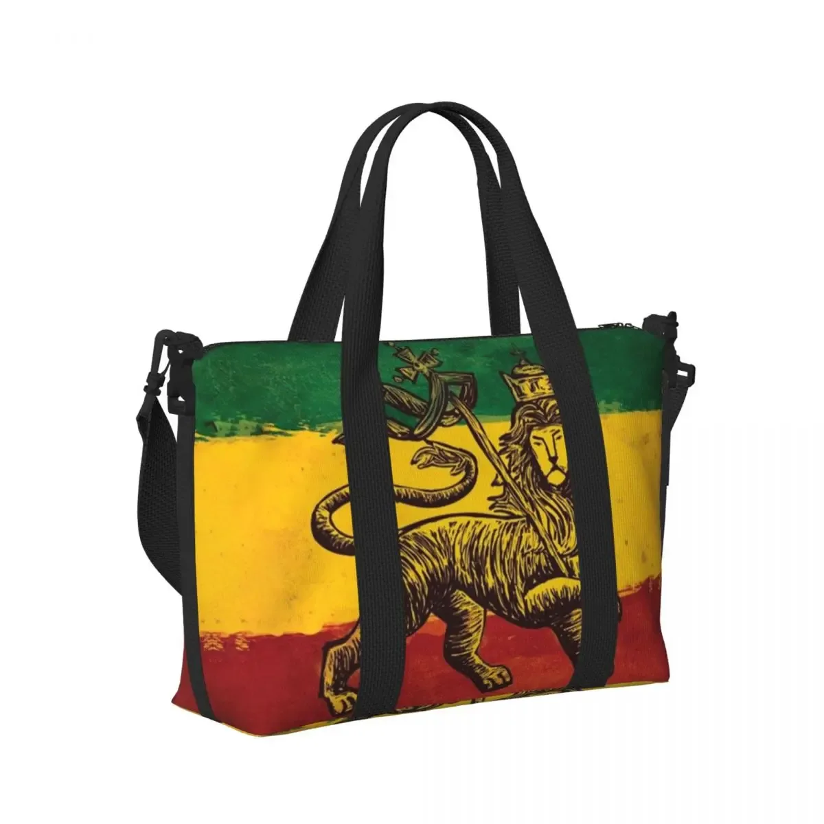 grand sac fourre-tout personnalisé rasta feel discuter of judah pour femme, jamaica rastafarian reggae shopping initié gym beach travel bag