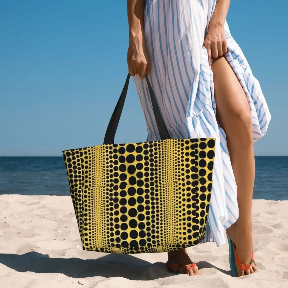 sac fourre-tout de plage abstrait yayoi kusama pumpkin, sac de sport, de gym, de yoga, grand sac fourre-tout pour femme, sac de voyage, sac de fitness