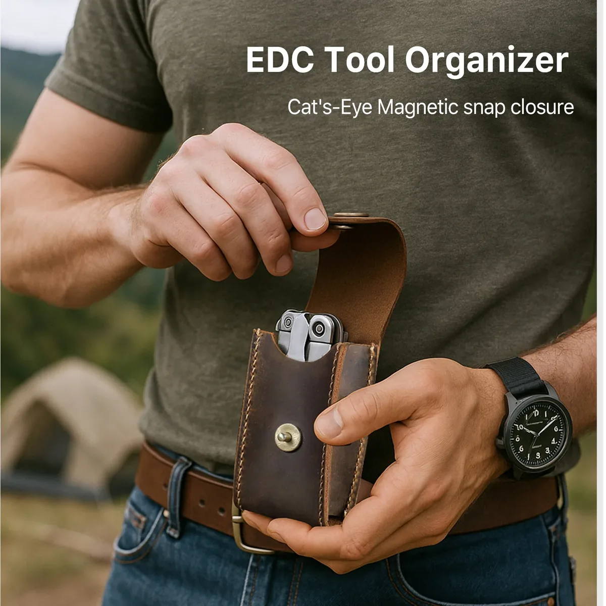 gaine de rangement edc en cuir véritable, outil tactique fait à la main, mini pochette avec clip de ceinture, sac de rangement