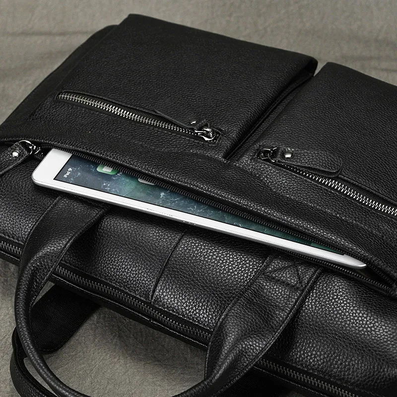 luufan-sac à main en cuir véritable pour homme, sac à bandoulière, sac à main pour ordinateur portable, a4, bureau, affaires, bombes, étui, convient pour pc 15"