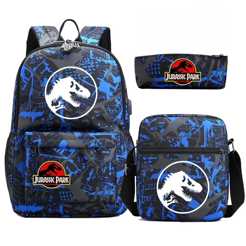 sac à dos de voyage avec serrure antivol usb pour garçon et fille, cartable pour livre d'école pour enfants, sac à stylo, 3 pièces