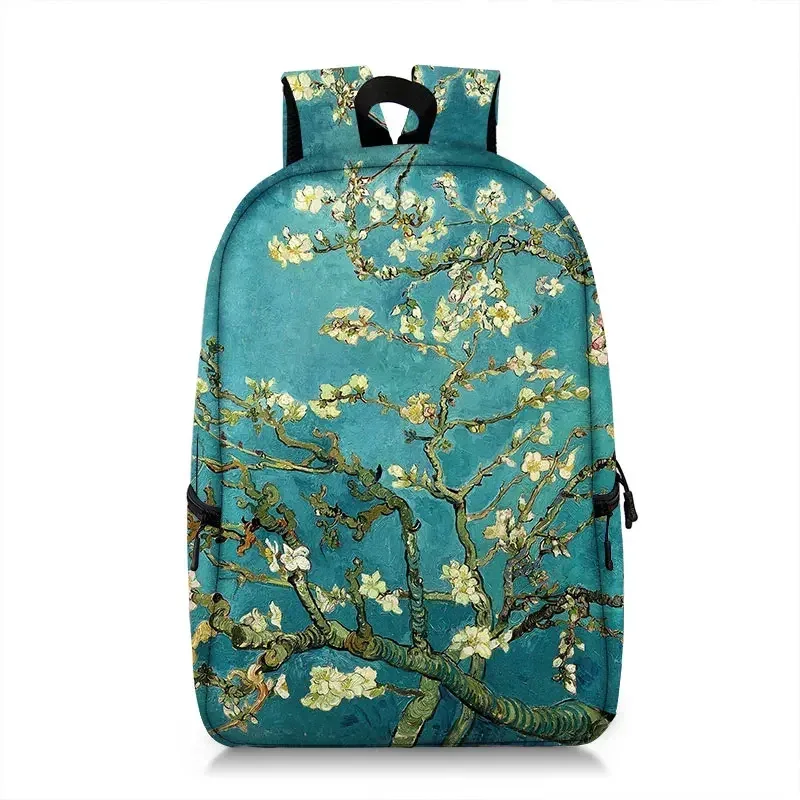 sac à dos peinture à l'huile de claude monet gustability klimt van gogh, cartable de nuit étoilée, baiser de tournesol, cartable de voyage pour femme