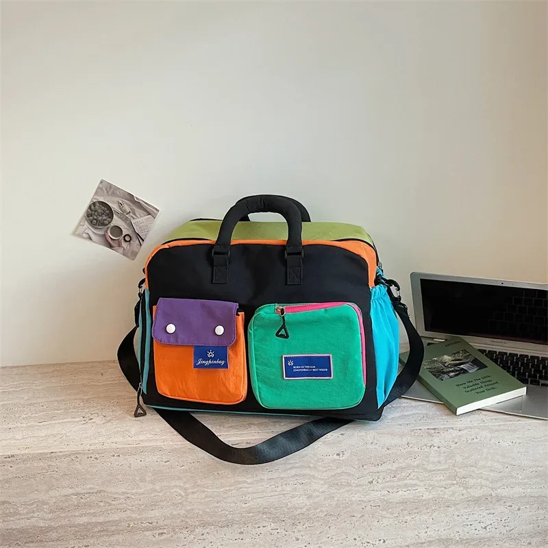 sac de voyage portable grande capacité pour hommes et femmes, sac de sport et de fitness, sac de transport durable en polyester, style urbain minimaliste