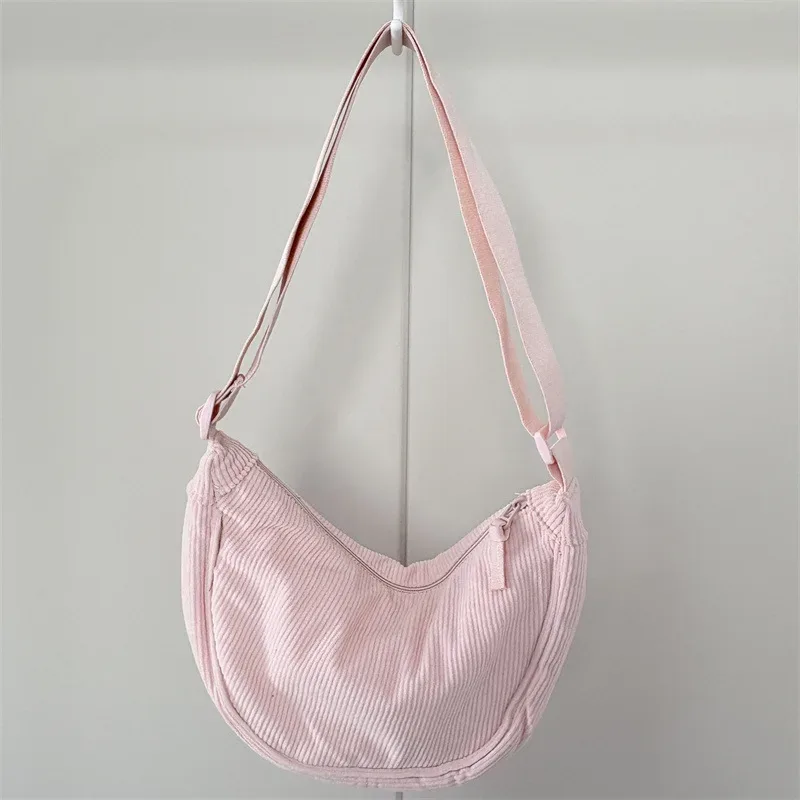 sac à bandoulière hobos en velours côtelé pour femmes, couleur unie, rétro décontracté, sacs à bandoulière pour dames, sacs à main de voyage quotidiens, sacoche
