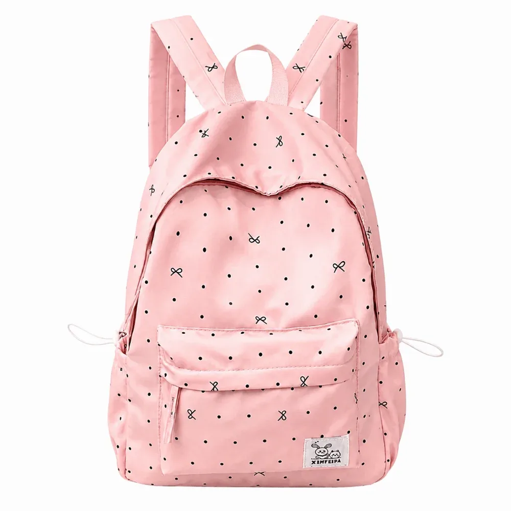 sac à dos tendance léger à pois avec nœud, respirant, pour étudiants, durable, décontracté, grande capacité, pour l'école et les voyages