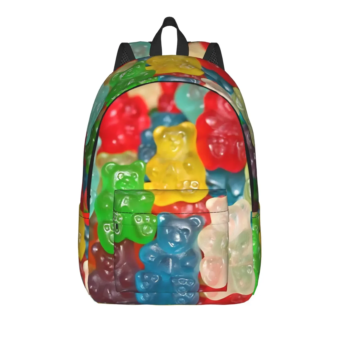 sac à dos tendance pour étudiants, motif oursons gélifiés fruités, idéal pour la rentrée scolaire
