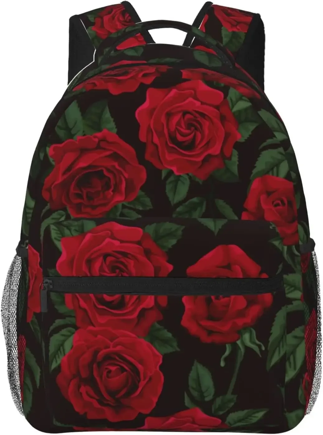 sac à dos léger à motif de fleurs roses rouges pour hommes et femmes, sac à dos universitaire, sac à dos décontracté, sac de voyage pour ordinateur portable