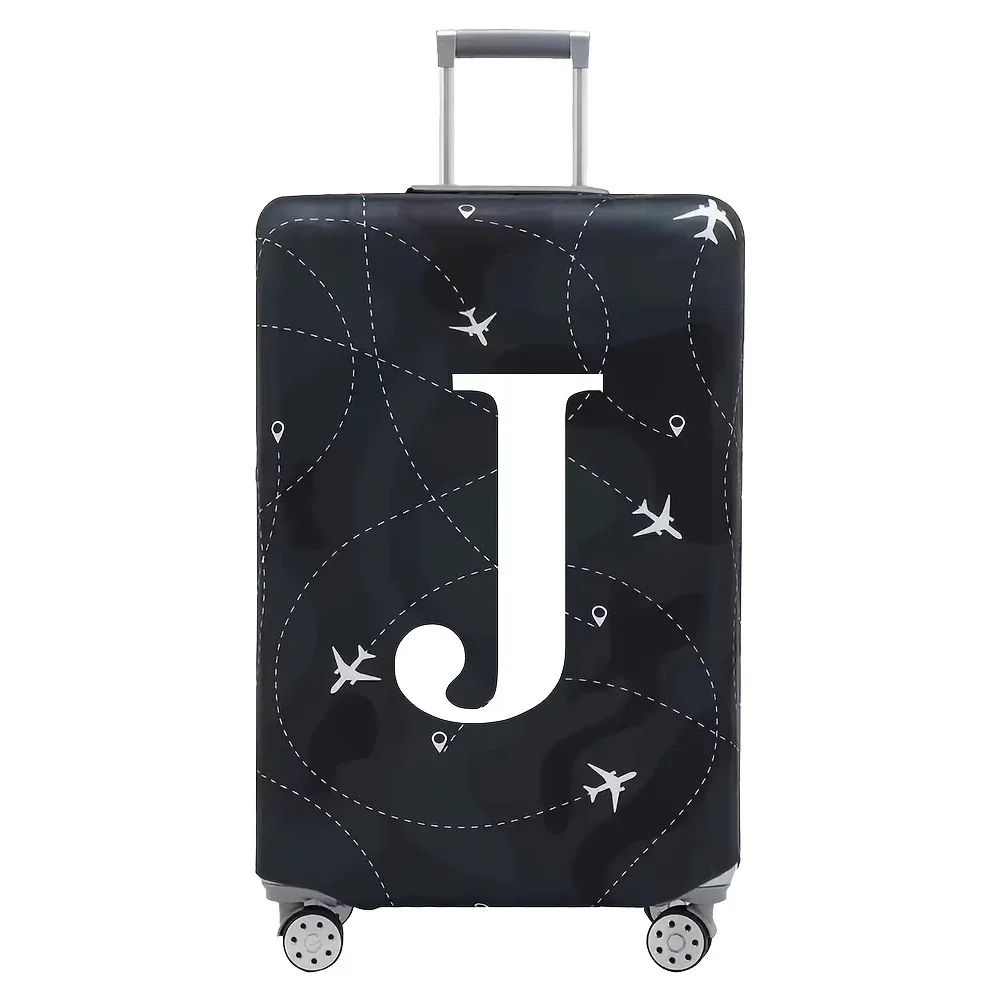 housse valise polyester motif trajectoires avions lettres noire blanc voyage protection valise taille variable