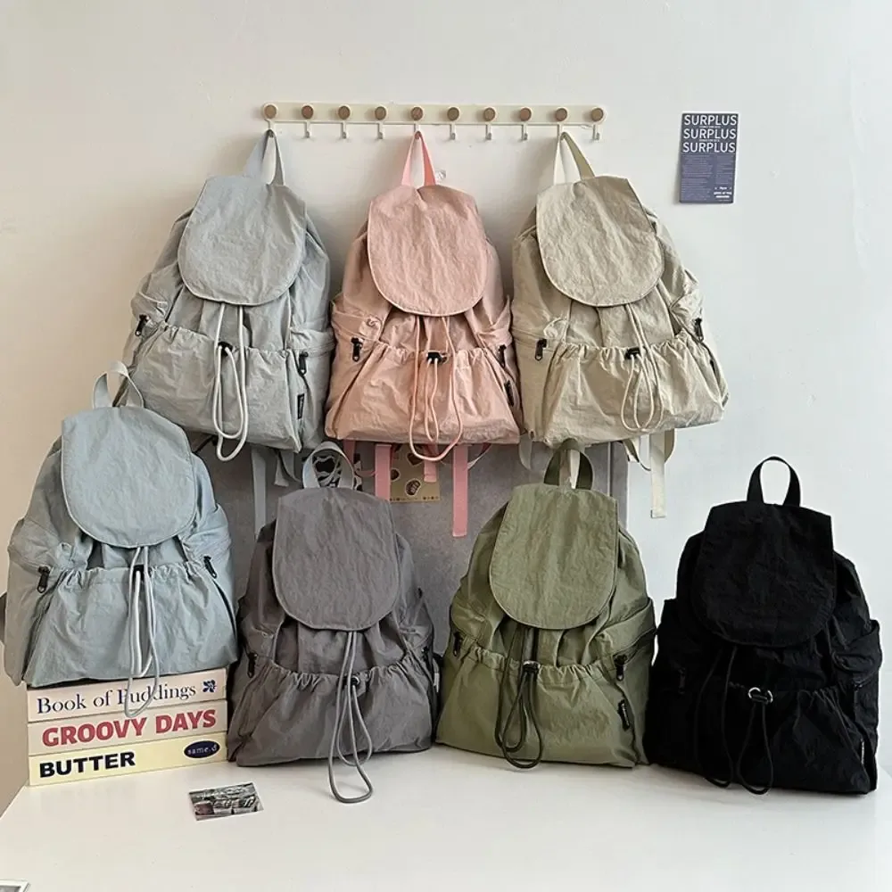 sac à dos de voyage léger et tendance, style coréen, imperméable, à cordon de serrage, grande capacité, en nylon, pour étudiants et adolescents