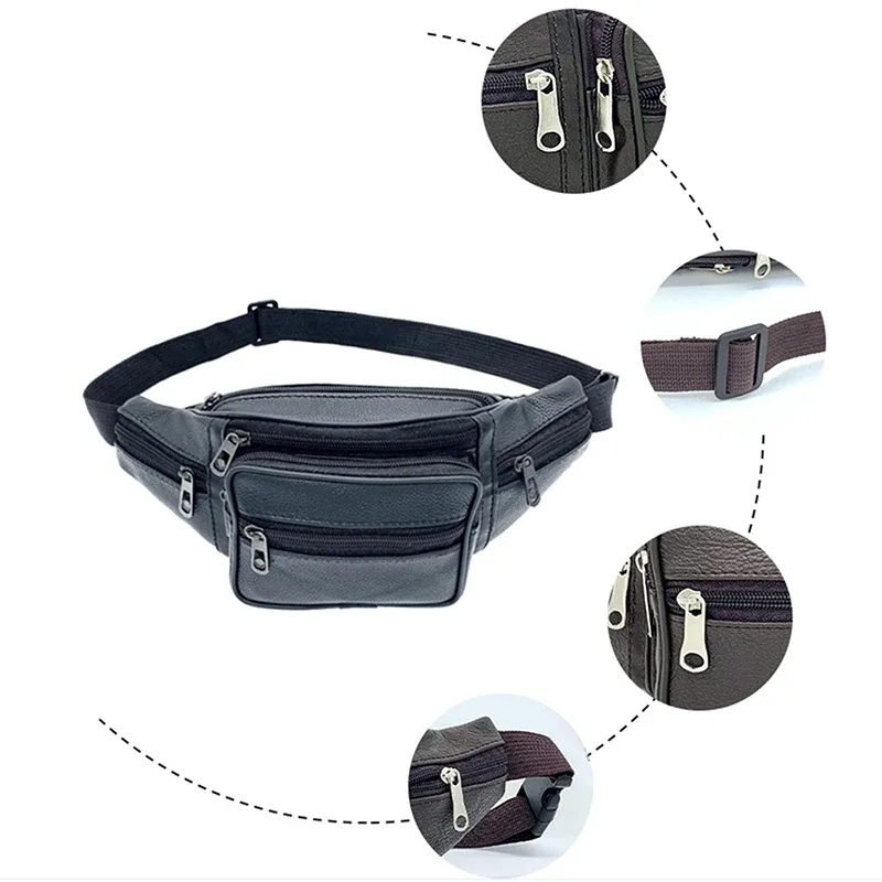 sac de taille en cuir pu pour hommes, sac de ceinture, sac banane en cuir artificiel, petits sacs à bandoulière de luxe à la mode pour hommes