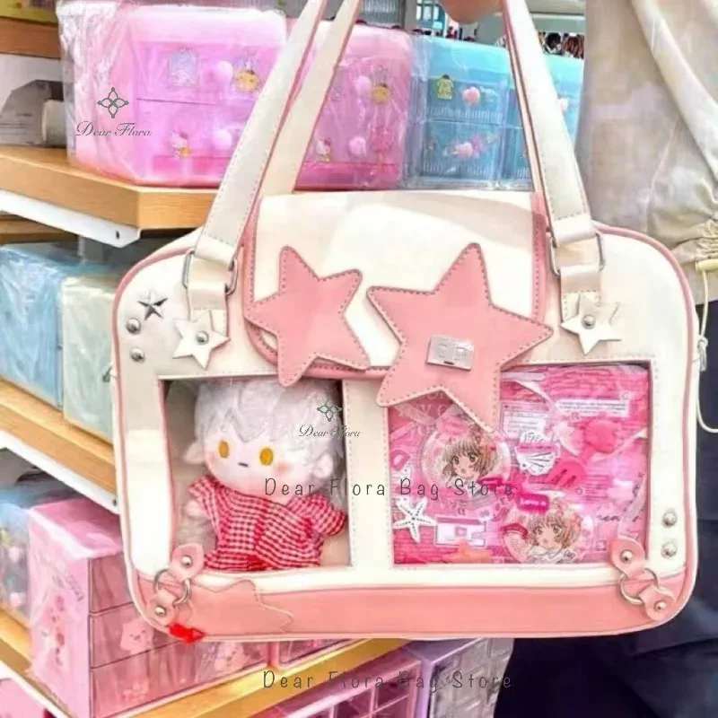 y2k tendance étoile ita sac lolita fille poche transparente femmes bricolage affichage sac à bandoulière mode sac à bandoulière mignon sac à main sac à main