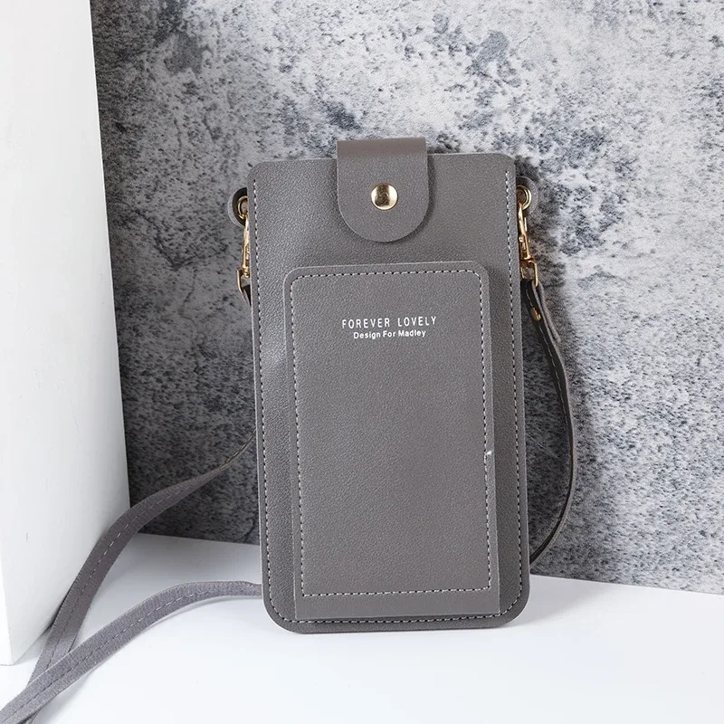 sac à bandoulière simple de couleur unie pour femmes, sac en bandoulière pour téléphone portable, portefeuille pour cartes de permis de conduire, nouvelle collection 2024