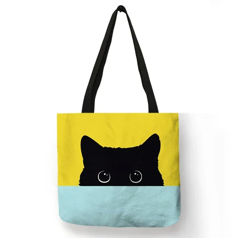 sac fourre-tout décontracté mignon animal de compagnie noir patte de chat imprimé femmes sac à bandoulière sac à main dames eco réutilisable shopper sacs pour l'épicerie