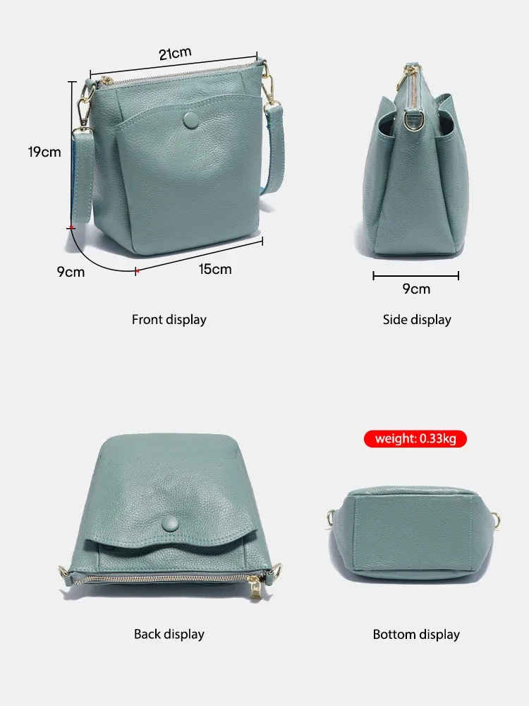 zency laides – petit sac à main en cuir véritable souple pour femmes, sac à bandoulière décontracté, sac seau simple pour téléphone, sacs à main pour femmes, sac gris