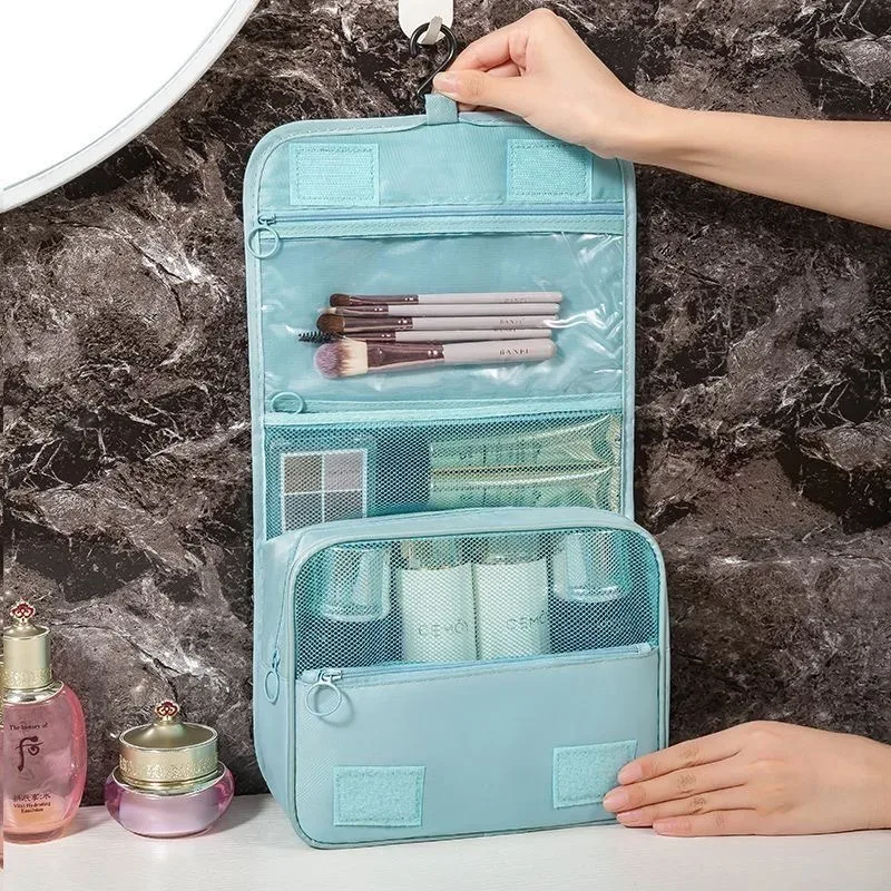sac de maquillage de voyage, pochette de rangement de produits de toilette de grande capacité, organisateur de maquillage de voyage, sac de beauté étanche, sac de lavage de salle de bain