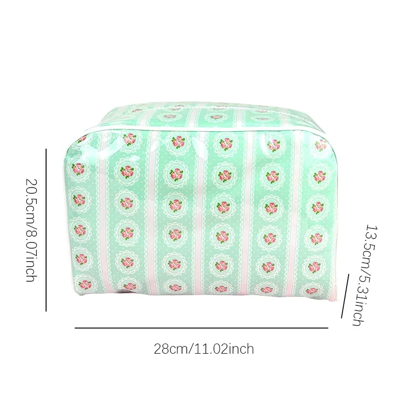 sac de rangement floral printemps-été, trousse de toilette portable mignonne pour femme, sac cosmétique imprimé en pvc transparent et nylon, pochette de voyage pour articles de toilette
