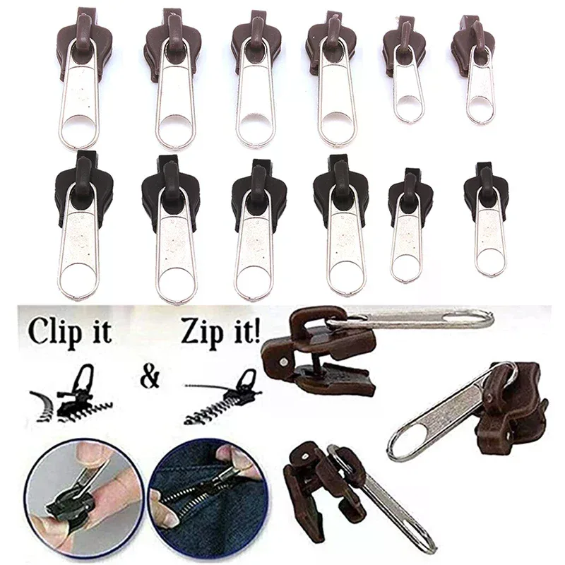 kit de réparation de fermeture éclair universelle instantanée 6 pièces, glissière de fermeture éclair de remplacement pour couture diy