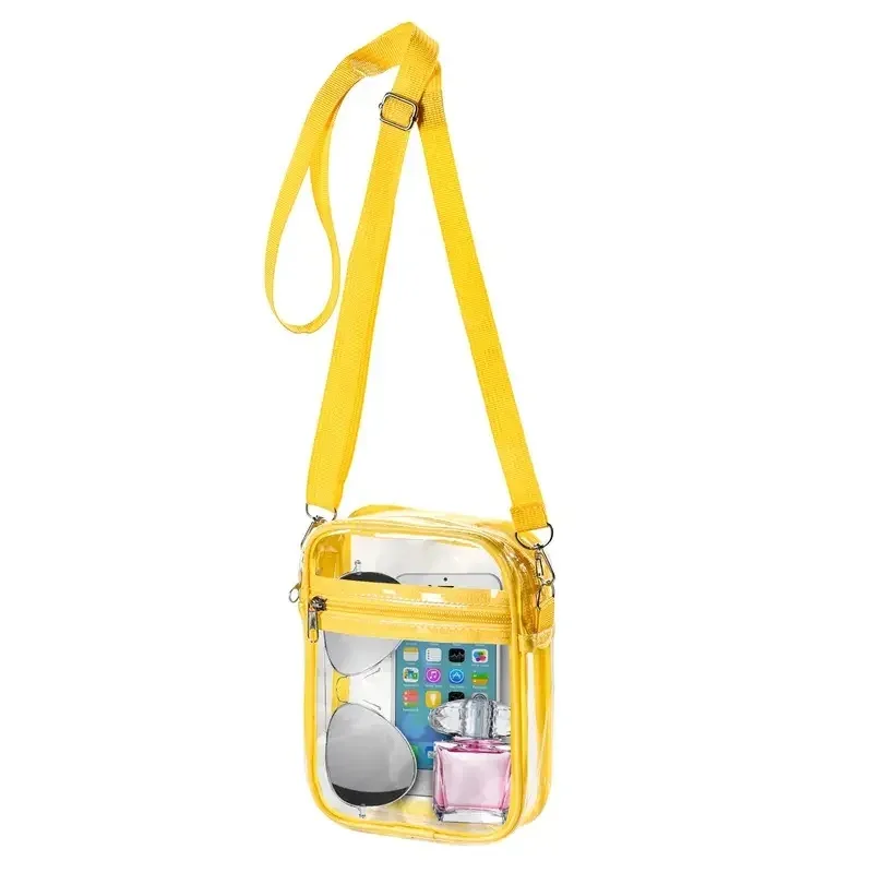 sac à bandoulière transparent pour femme, approuvé pour les stades, sac à main transparent en pvc pour concert, sac à bandoulière simple avec poche avant, sac à main décontracté