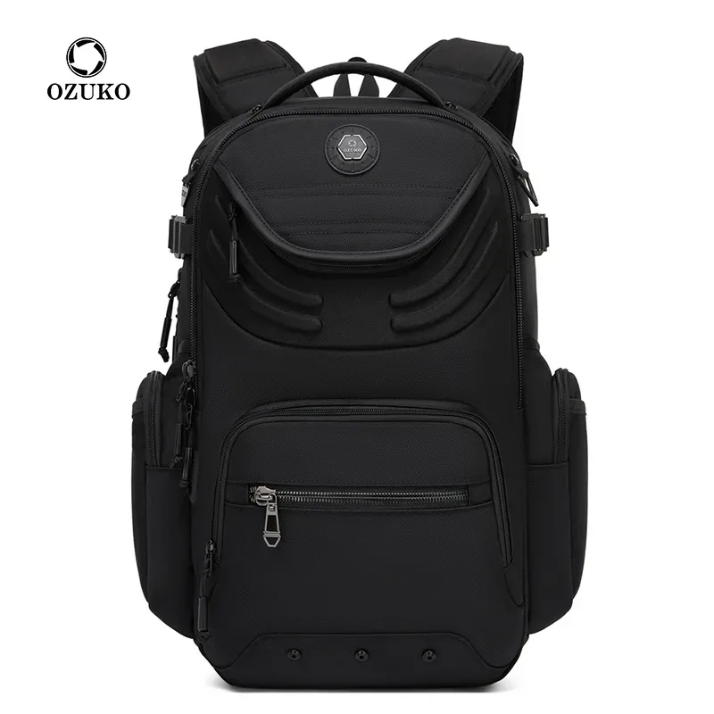 sac à dos d'affaires ozuko pour homme, sac à dos pour ordinateur, imperméable, grande capacité, idéal pour les trajets quotidiens, design simple et élégant, sac d'école haut de gamme.