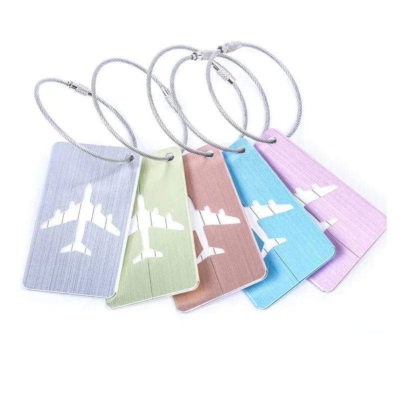 étiquettes de bagage en alliage pour hommes et femmes, porte-étiquette de nom, adresse de valise, accessoires de voyage, métal, mode, infraction, 1 pièce