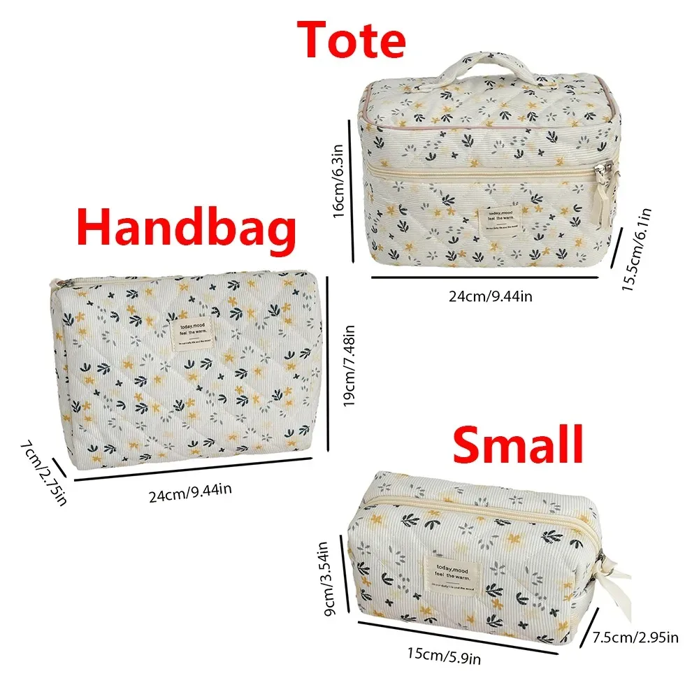 sac à main vintage imprimé feuilles pour femmes, grande capacité, pochette de rangement de maquillage, cosmétiques et de toilette, organisateur de voyage, pochette matelassée