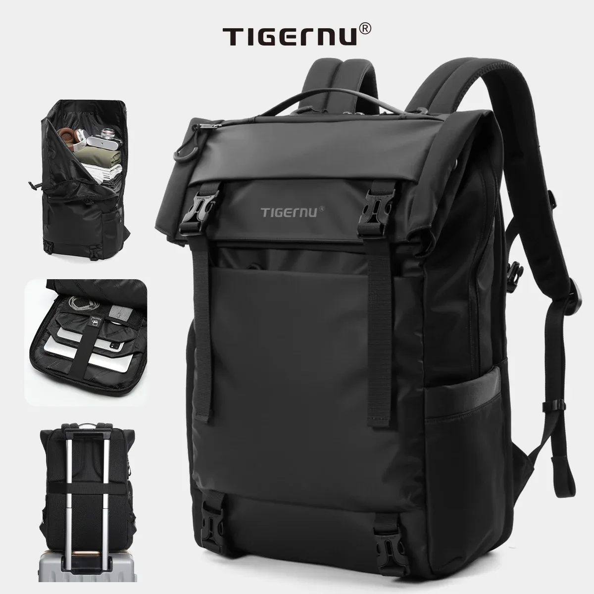tigernu hommes mode sac à dos pour 14-15.6 pouces ordinateur portable capacité étendue voyage urbain école sac à dos quotidien résistant aux éclaboussures sac