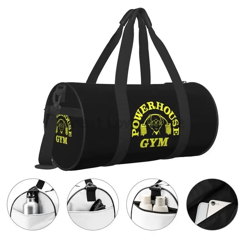 sac de voyage rond imprimé powerhouse gym, sac de week-end, sac de nuit, sac à main portable, sac de sport imperméable pour le yoga, la gym et les sports