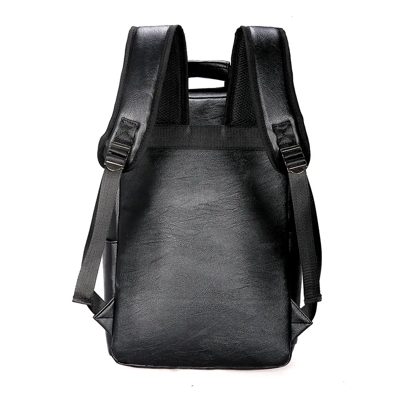 sac dos cuir pu noir marron hommes couverture souple grand ordinateur portable bandoulière arquée jacquard preppy