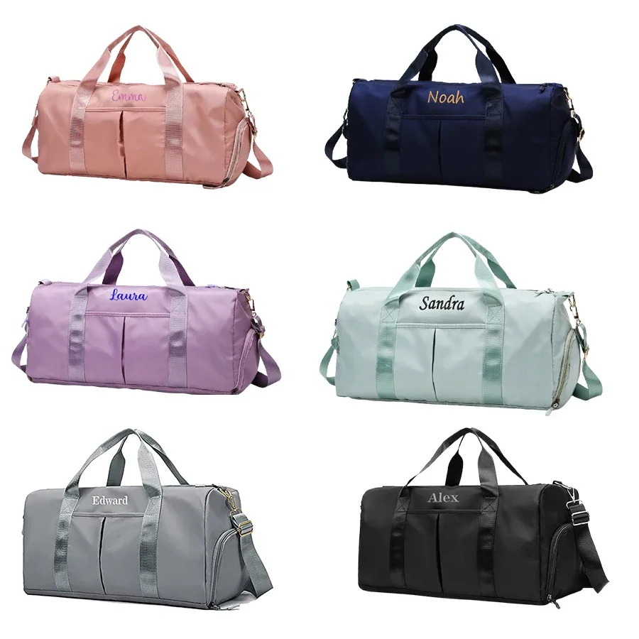 sac de sport brodé personnalisé avec poches sèches et compartiment à chaussures, sac de sport de voyage, cadeau pour garçon d'honneur, demoiselle d'honneur