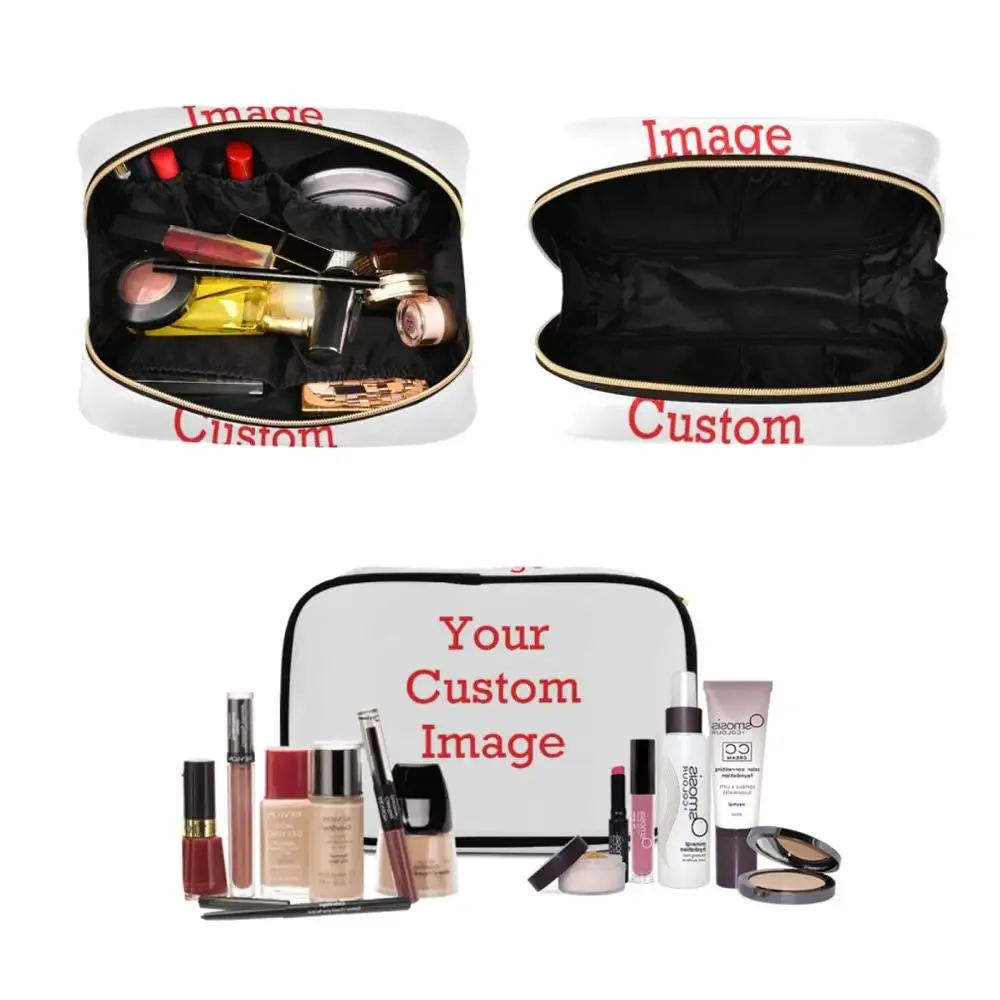 trousse toilette cosmétique oxford patchwork blanc noir poignée transparente poches élastiques maquillage femmes voyage