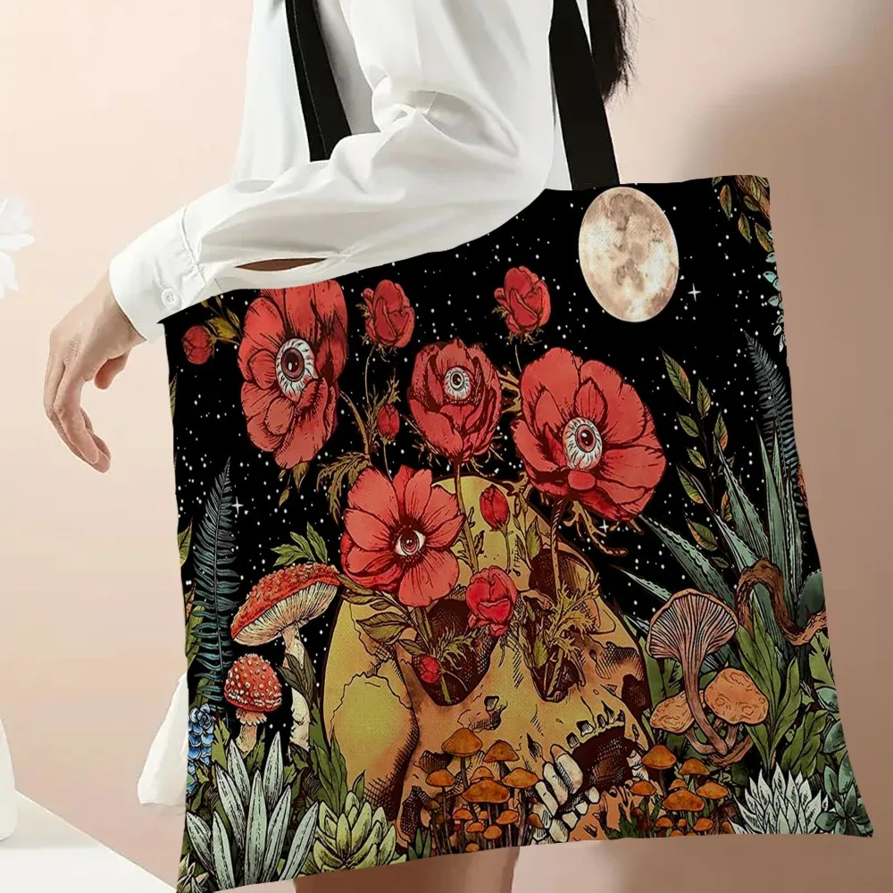 sac de shopping imprimé champignon mignon, sac à main pour dame, grand fourre-tout écologique réutilisable, sacs de rangement