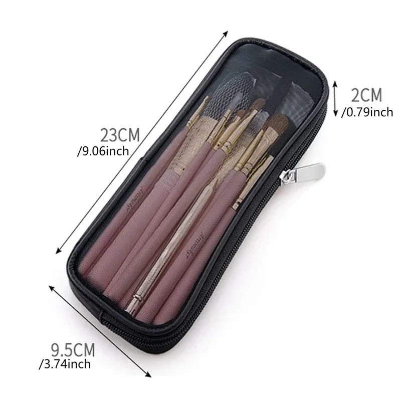 trousse de voyage pour pinceaux de maquillage, sac de rangement cosmétique et trousse de toilette pour hommes et femmes, pochette en maille pour outils de beauté, accessoires de lavage et de rangement