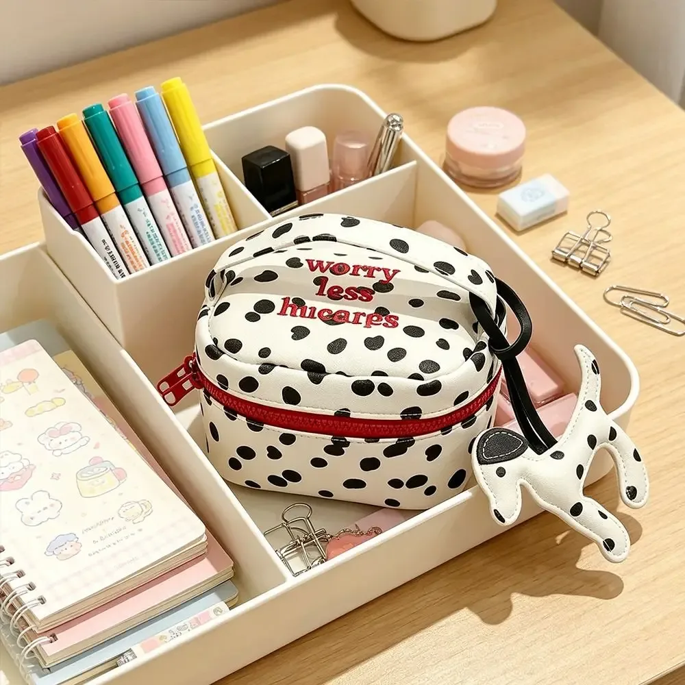 pochette de maquillage multifonctionnelle à pois, avec fermeture éclair, petite trousse à cosmétiques, boîte de rangement carrée, pour la maison et les voyages