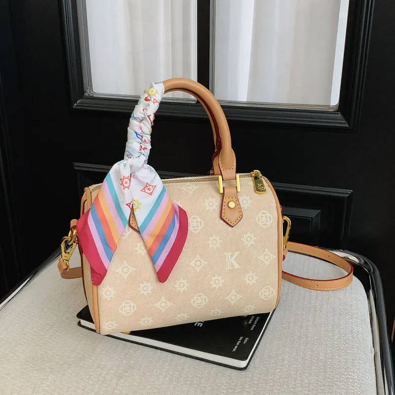 nouveau sac boston imprimé pour femme – sac à bandoulière polyvalent en cuir pu souple – sac à main quotidien