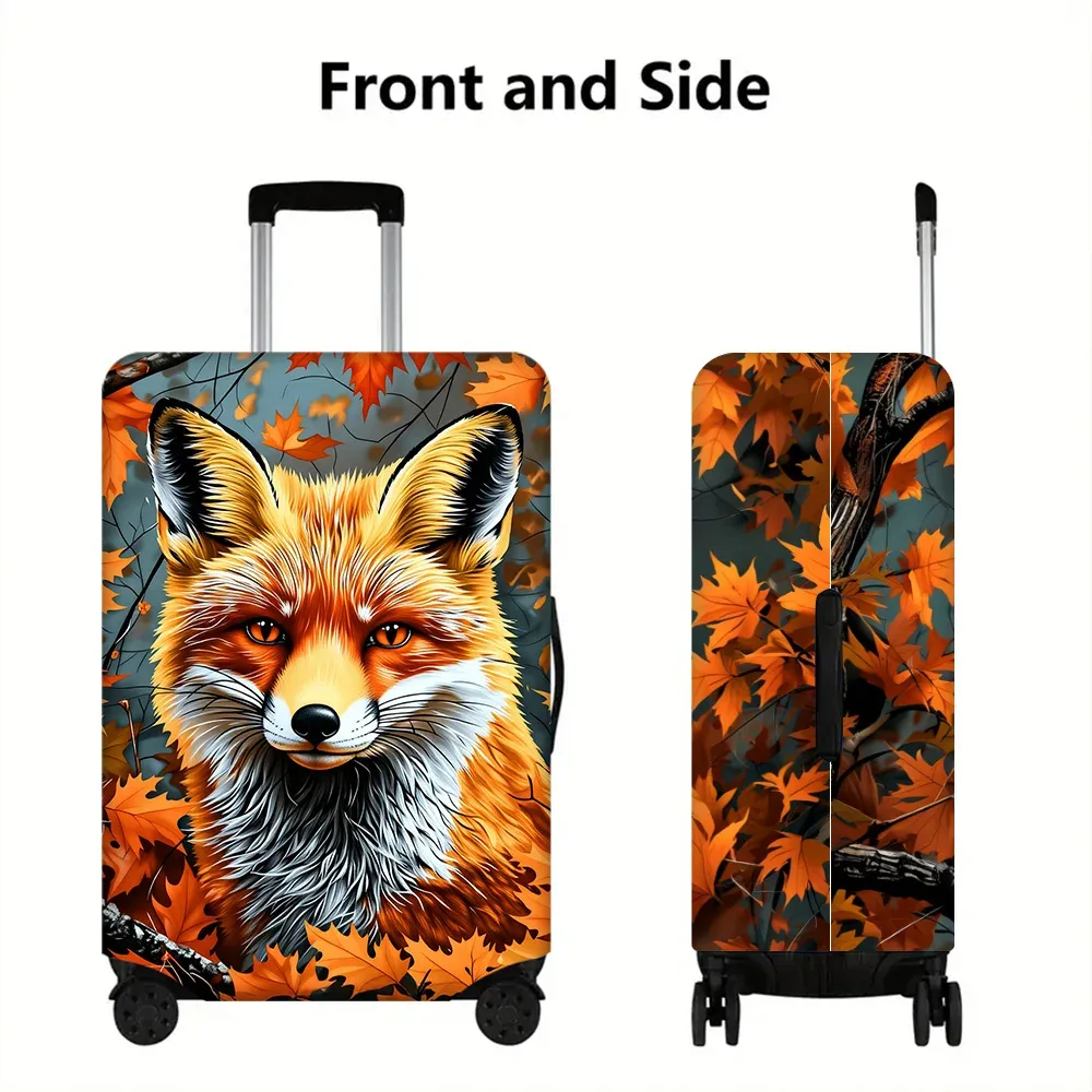 housse valise polyester motif renard feuilles automnales orange jaune vert protection voyage grande capacité