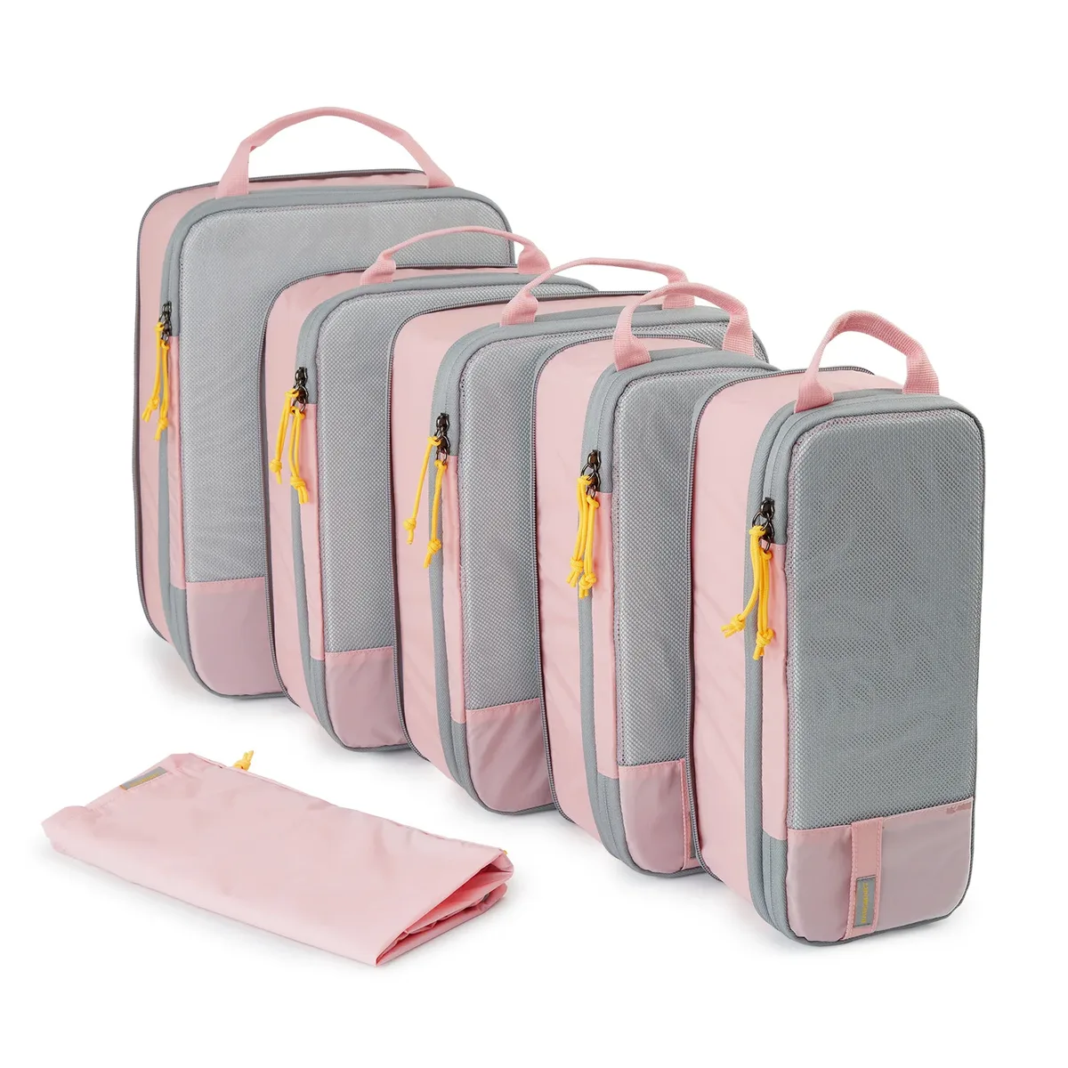 sac voyage polyester gris orange compression organisateur chemises poche transparent ventilation glissière portable week-end affaires vacances